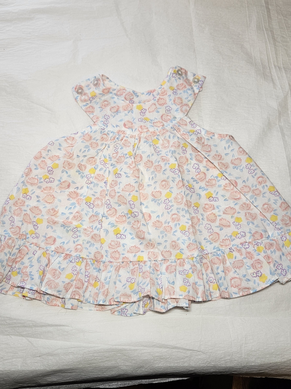 Girls' Pastel Floral Summer Dress - Pink & Yellow